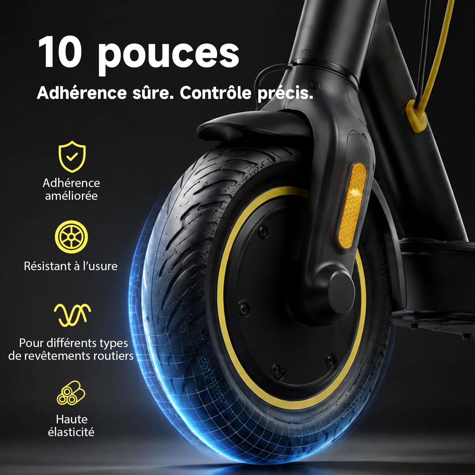 Trottinette Électrique Adulte, Moteur 600 W, Batterie 36 V 15 Ah, Autonomie Jusqu’à 35 km, Vitesse Max. 25 km/h, Pneus Pleins 10 Pouces, Cadre en Aluminium, Charge 100 kg