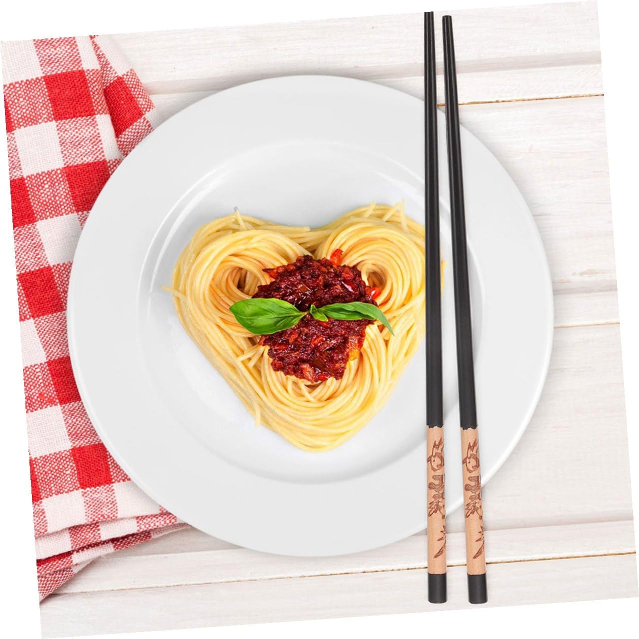 Reusable Wooden Chopsticks Set 12pcs with Ceramic Chopsticks Rest Panda Design Dishwasher Safe Dining Flatware Box for Home and Travel