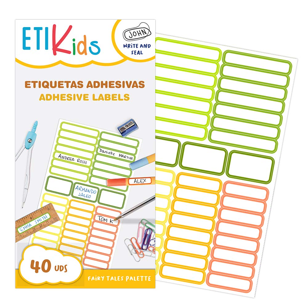 ETIKIDS 40 Etiquetas adhesivas laminadas personalizables multiusos (Cuentos)