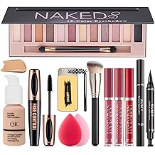 All in One Makeup Kit, Makeup Kit for Women Full Kit, Travel Make Up Gift Set for Women Teens Girls, Includes Eyeshadow, Foundation, Lipstick Set, Eyebrow Soap, Eyeliner Stamp, Mascara, Brush, Sponges