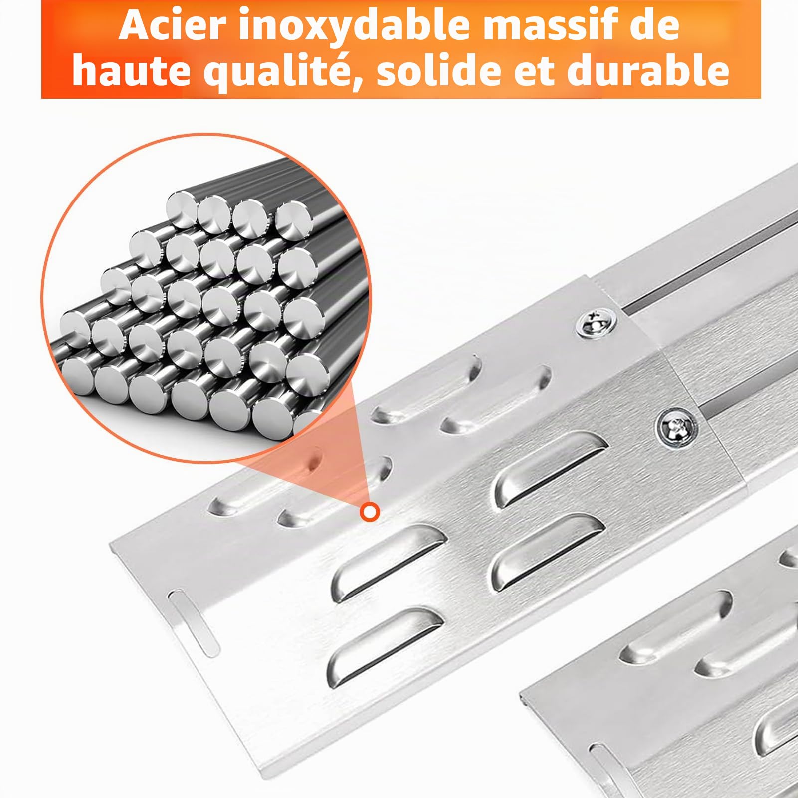 Denmay 29 à 43 cm Couvre-brûleur universel pour barbecue à gaz Enders, Landmann, Charbroil, 3 pièces - Plaque chauffante en acier inoxydable - Pièces de rechange pour Burnhard Barbecook, Taino