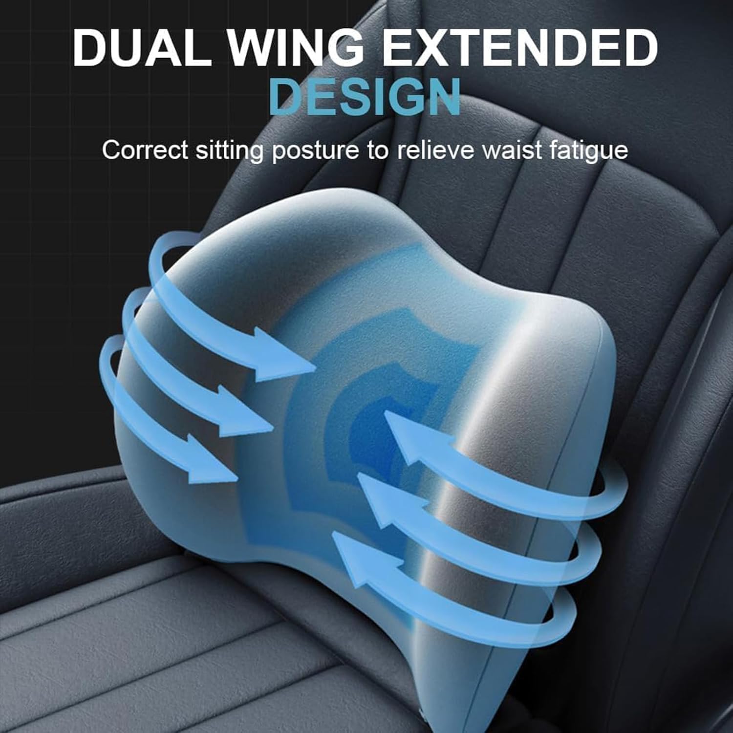 Car Headrest & Lumbar Support Cushion for Peugeot 208 I 2015-2019, Ergonomic Memory Foam Neck Rest Pillow with Breathable Removable Cover for Neck Back Pain Relief,Black
