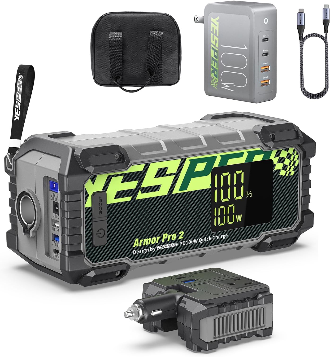 YESPER 299.52Wh Portable Power Station 100W USB C Charger Carring Bag