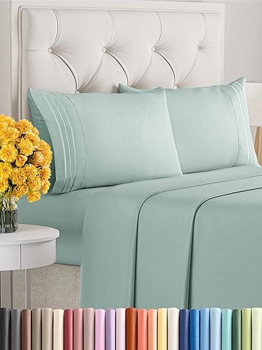 Vista 386 de Juego de sábanas de 4 piezas tamaño king, extrasuaves, transpirables y refrescantes con esquinas profundas, sábanas de fácil ajuste y sin arrugas