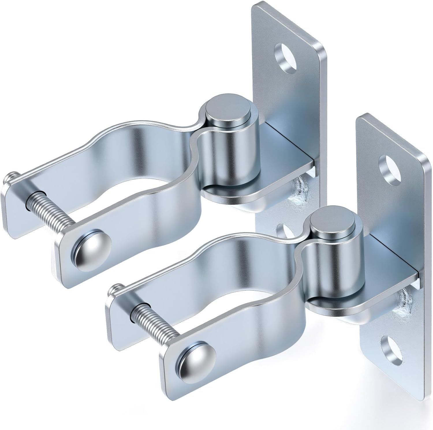 2 Pack 1-3/8 Inch Wall Mount Gate Hinge, Heavy Duty Wall Mount Gate Hinges kit, Metal Chain Link Fence Frame Hinge, T Post Gate Hinges for Farm Outdoor, Screws Included