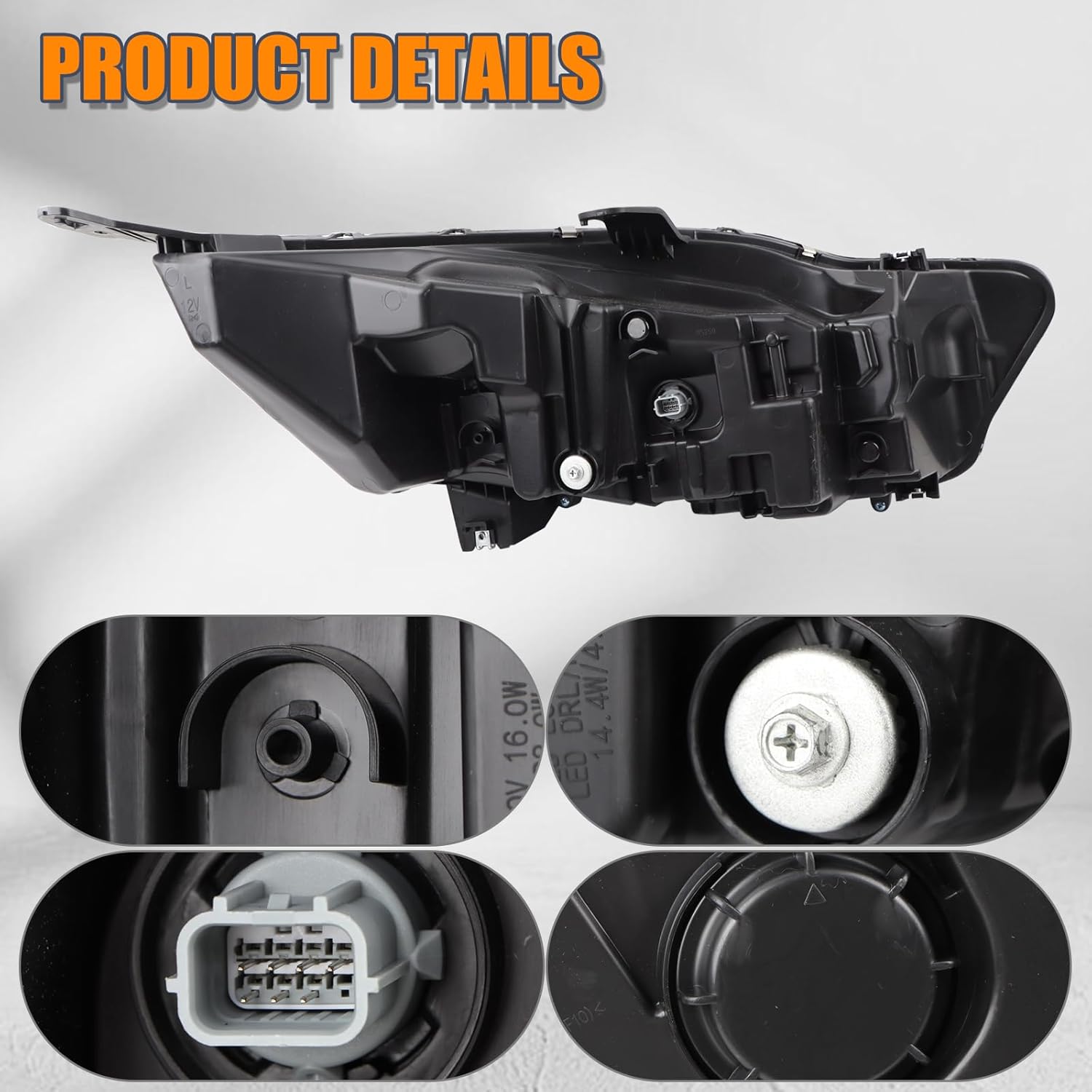 LH Chrome Trim Full LED Type Headlights Assembly Compatible with 2021-2023 Honda Odyssey EX/EX-L/Touring/Elite Headlamp Left Driver Side Replacement HO2502203 33150THRA31