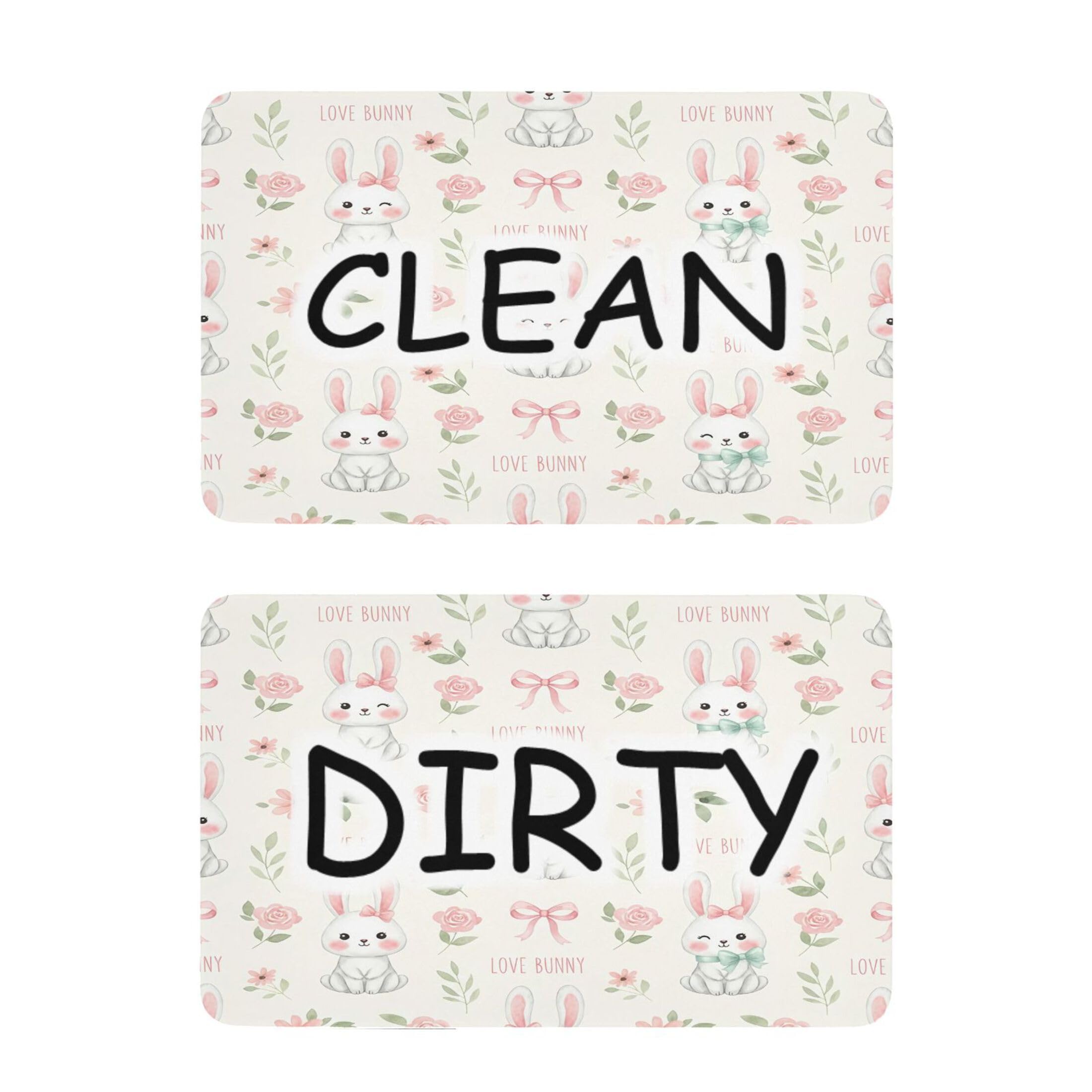Kutsu Dishwasher Magnet Clean Dirty Sign Indicator, Bunny Fridge Magnet, Easy to Read, 2 Pack