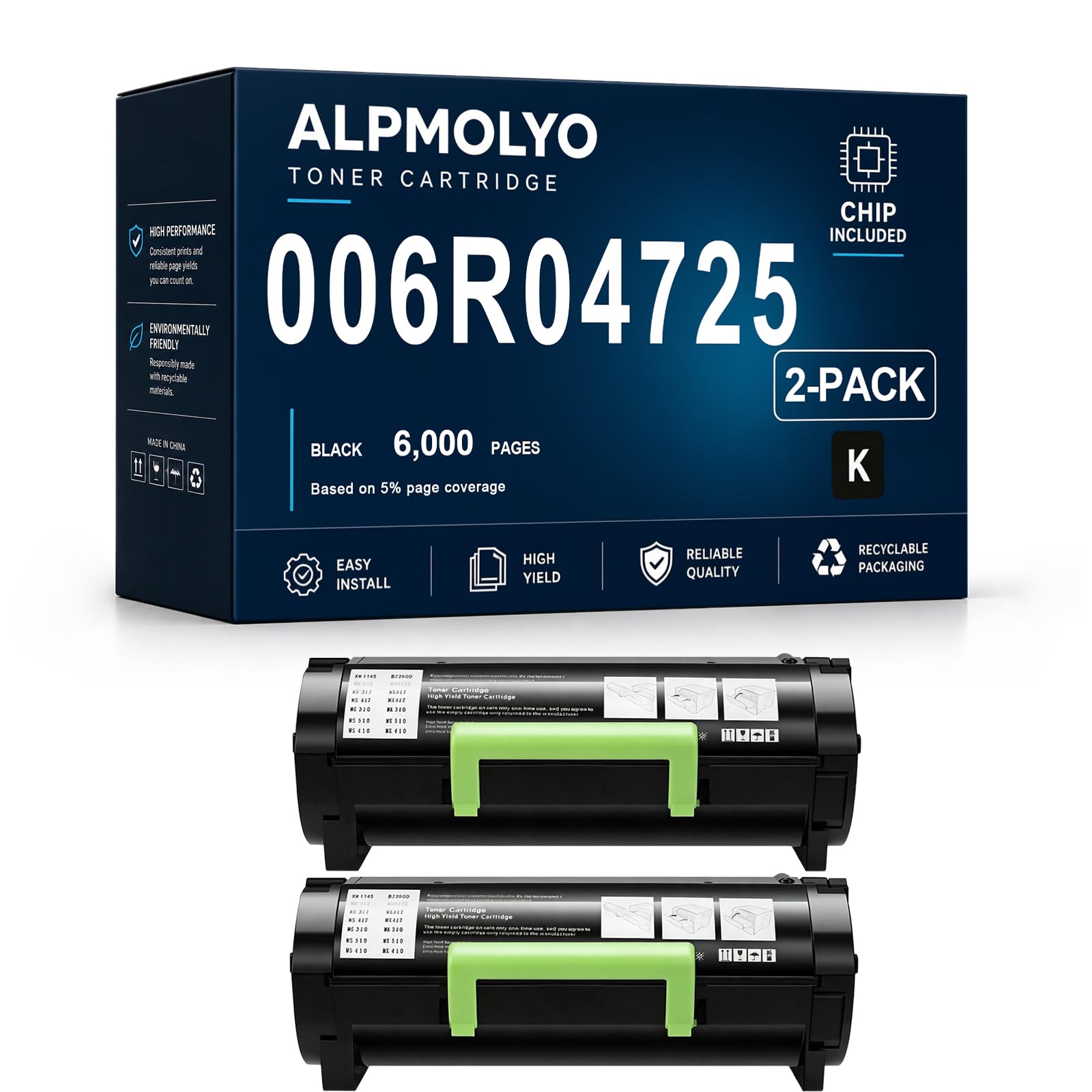 Sostituzione della cartuccia di toner ad alta resa B410 per 006R04725, compatibile con Xerox B410 VersaLink B415, con chip