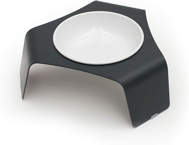 LucyBalu® Miska na karmę dla kota, ergonomiczna miska i miska na wodę dla kotów z miską na karmę, podwyższona stacja karmy i miejsce na wodę z metalu, biała i antracytowa