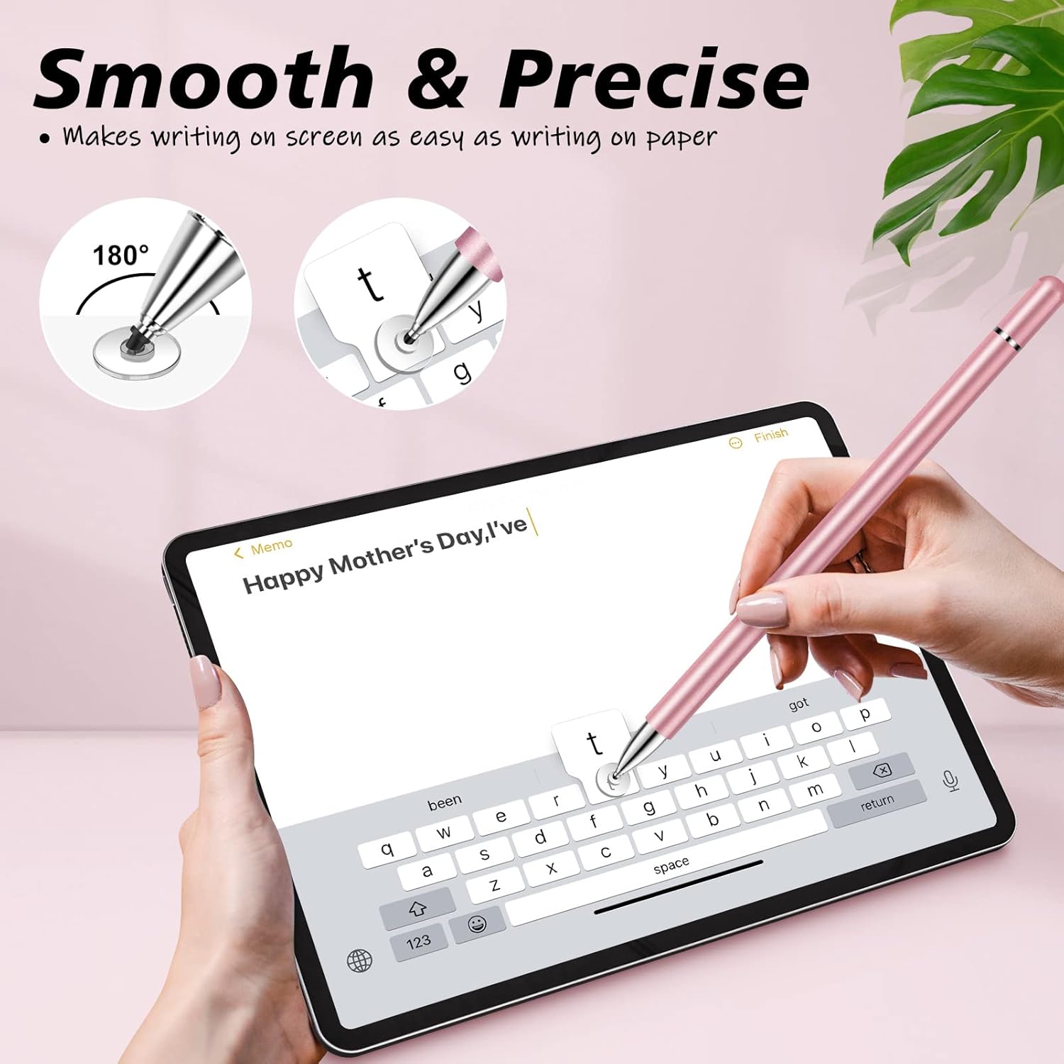 Stylus for iPad (2 Pcs) with High Precision Replacement Disc Tips(8 Pack) for Apple/iPhone/Ipad pro/Mini/Air/Android/Microsoft/Surface All Capacitive Touch Screens