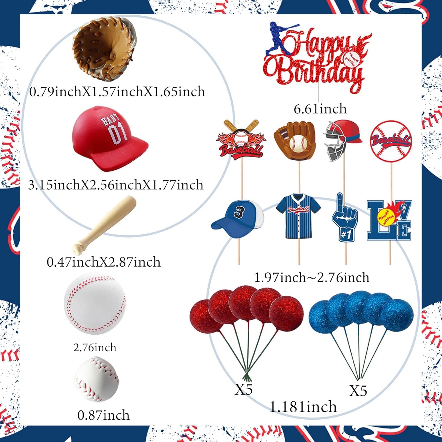 Snapklik.com : 24 PCS Baseball Cake Decoration My Rookie Year Cake ...