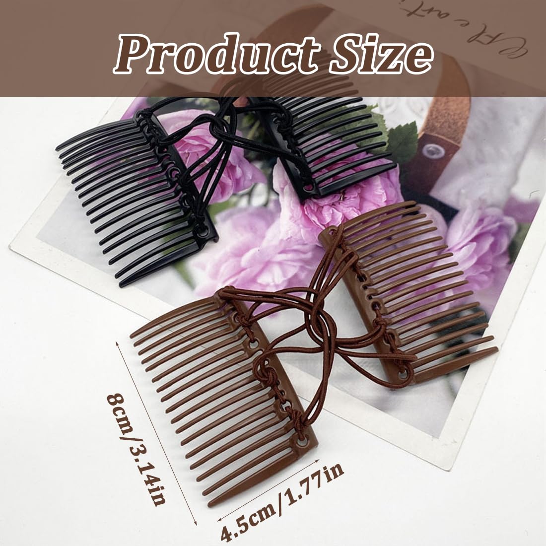4 pinzas elásticas para el cabello con peine doble, peines mágicos elásticos para cabello grueso, ajustables