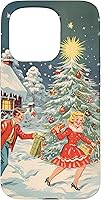 Vista 14 de iPhone 16 Vintage 1950s Nostalgia Christmas Snowflakes Christmas Tree Case