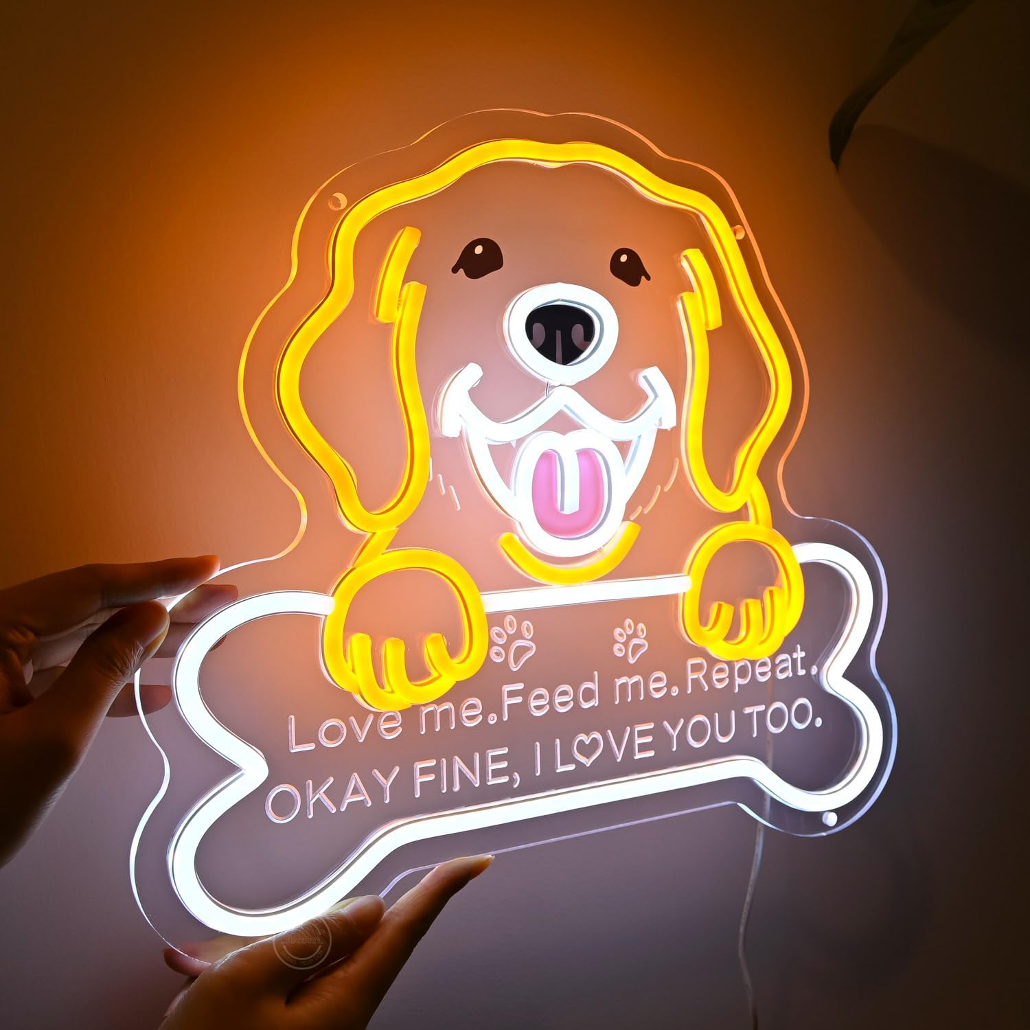 Britrio Golden Retriever Labrador Dog Neon Sign LED Puppy Neon Light Bedroom Pet Room Home Living Wall Decor Party Decoration Birthday Dog Lover Gift for Game Room Pet Shop 5V USB 13.78''