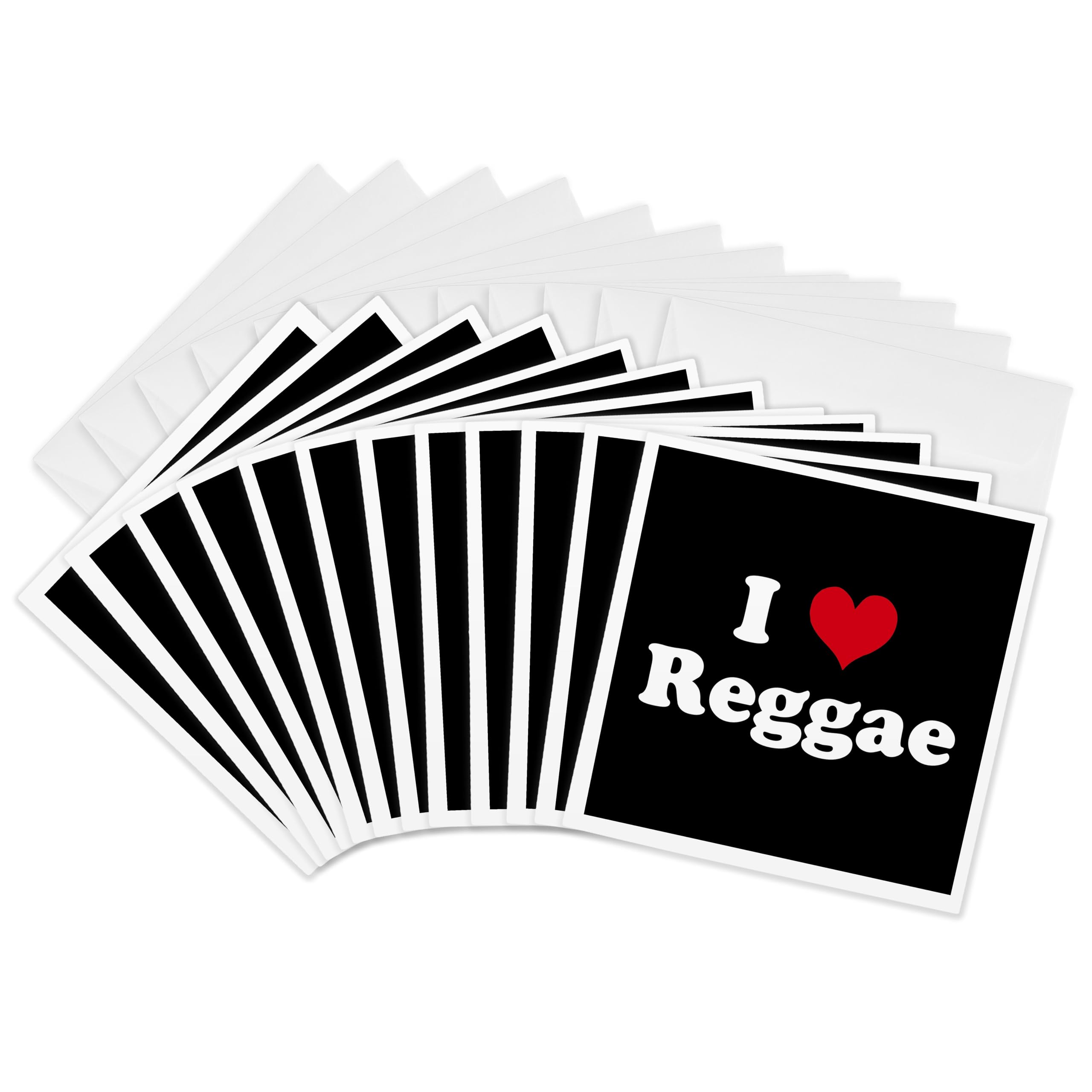 3Drose I Love Reggae - Greeting Cards, 6 by 6-inches, Set of 12 (gc_16549_2)