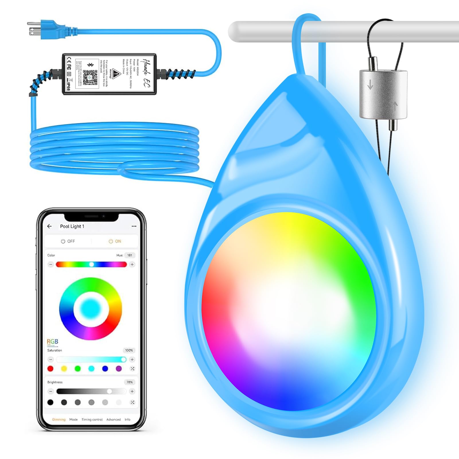 LED Pool Lights for above Ground Pools with Smart App Control,10W RGB ...