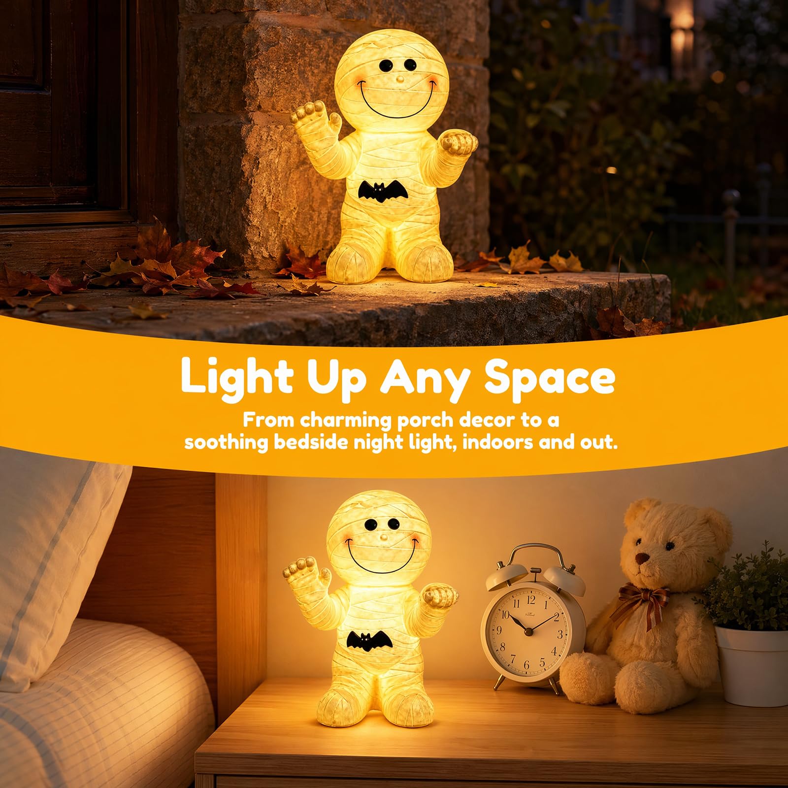 Estatua de Resina Brillante de Momia Halloween para Lámpara USB