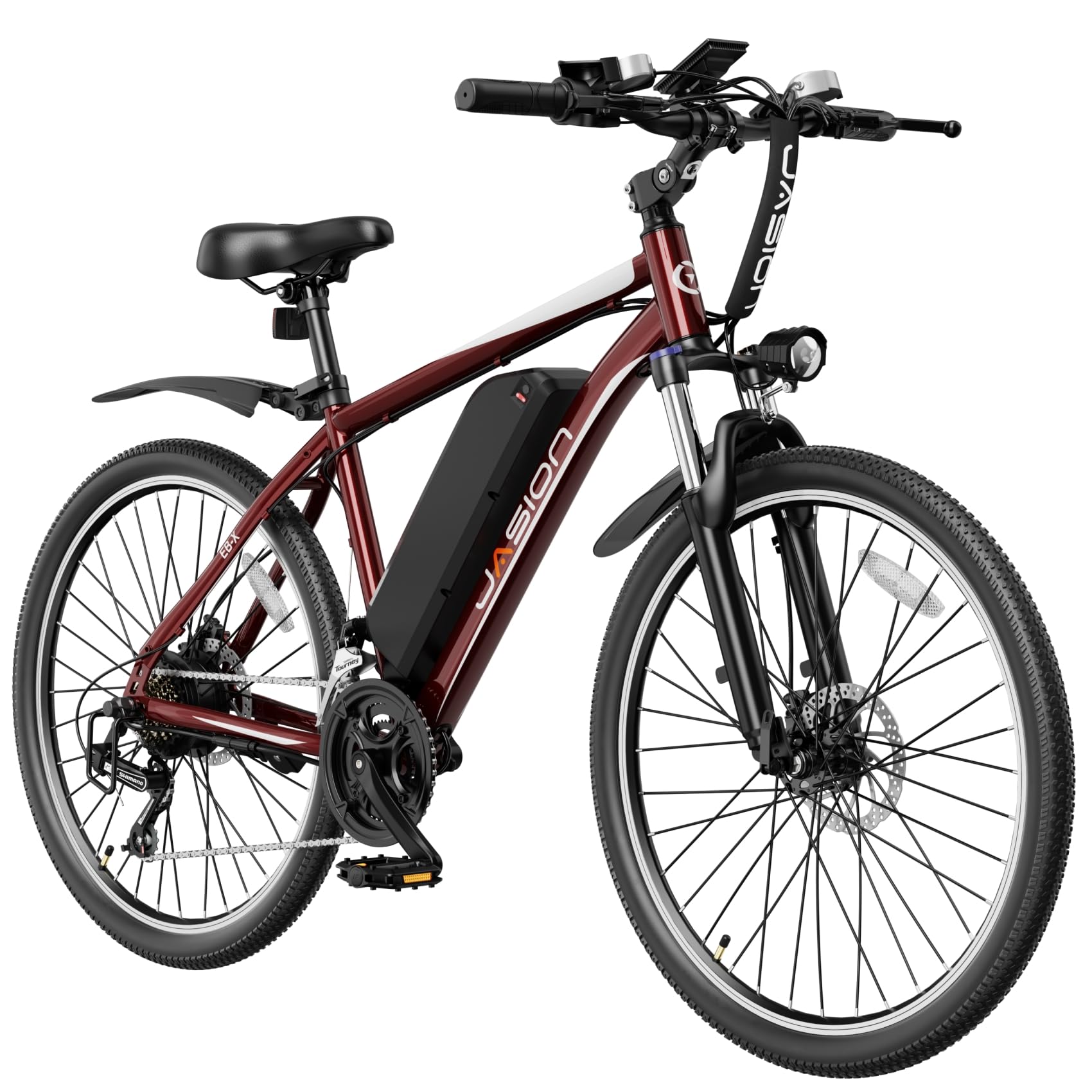 Jasion EBX Electric Bike for Adults, 26" Electric Mountain Bike, 850 W Peak Motor, 450 Wh Removable Battery Ebikes for Adults, Max 55 Miles 25 MPH Electric Bicycles, 21-Speed Front Suspension