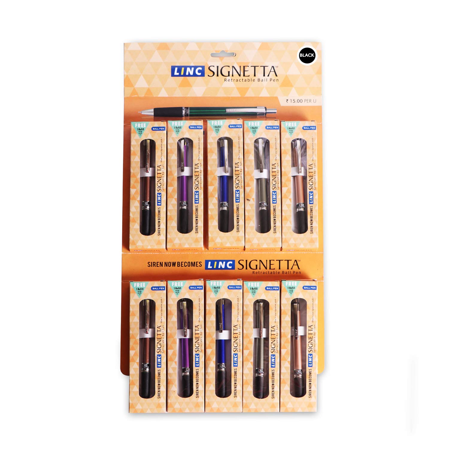 Linc Ball Pen, Black, Pack of 10 (Free Refill) Amazon.in