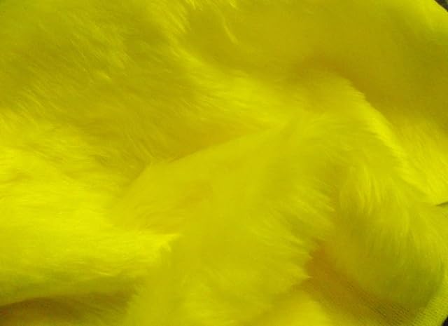 Plain Fun Faux Fur Fabric Material Yellow, 1Mtr - 150cmx100cm