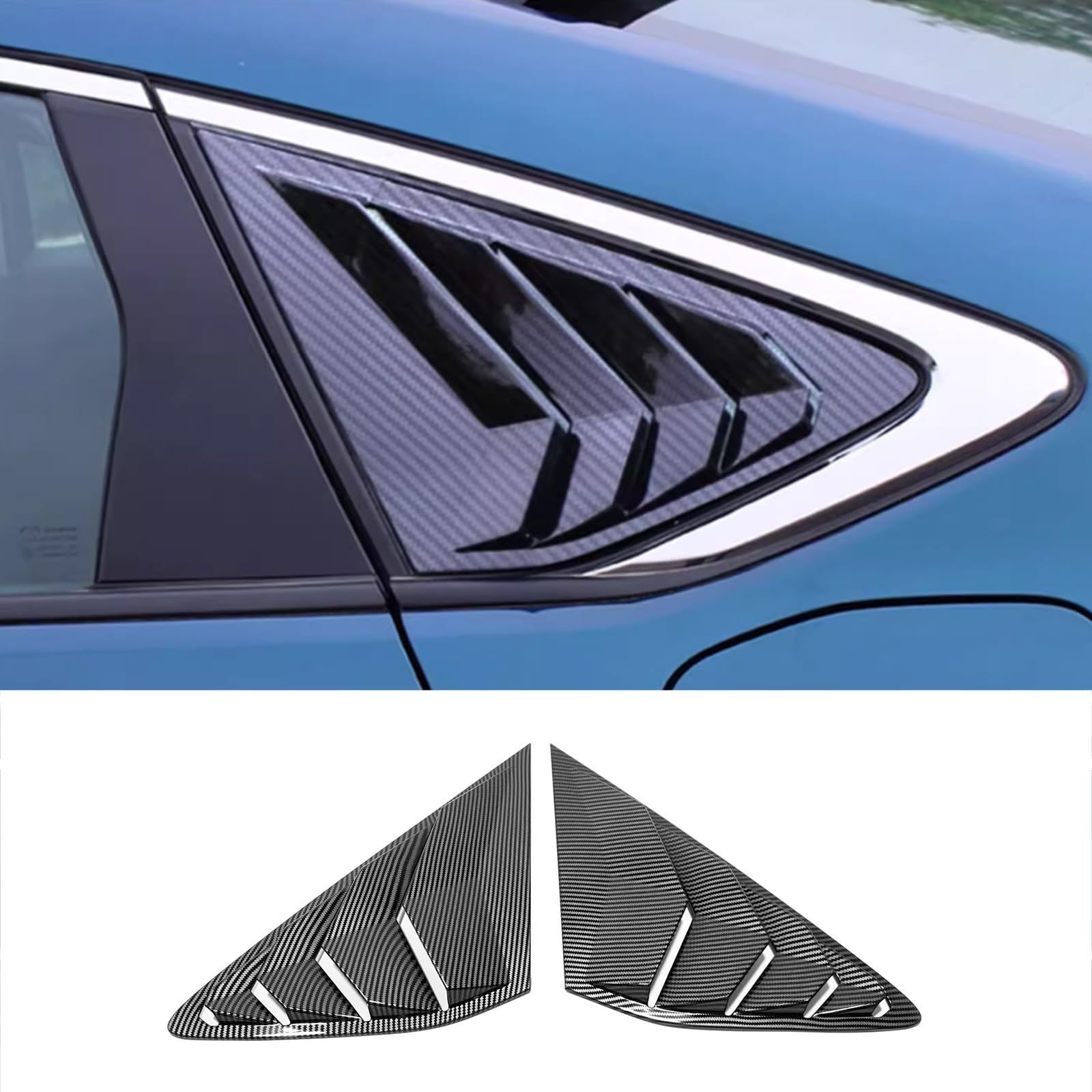 KELEIMAI Car Accessories Fit for Honda Accord 2023 2024 Rear Side Window Louvers Air Vent Scoop Shades Cover Blinds Trim (Carbon Fiber Style) ABS 2 PCS