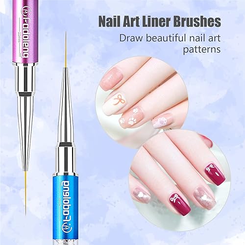 Miniatura 5 de Pinceles para arte de uñas, 7 pinceles de diseño de uñas para salón en casa, manicura con pincel delineador de uñas y bolígrafo de arte de uñas