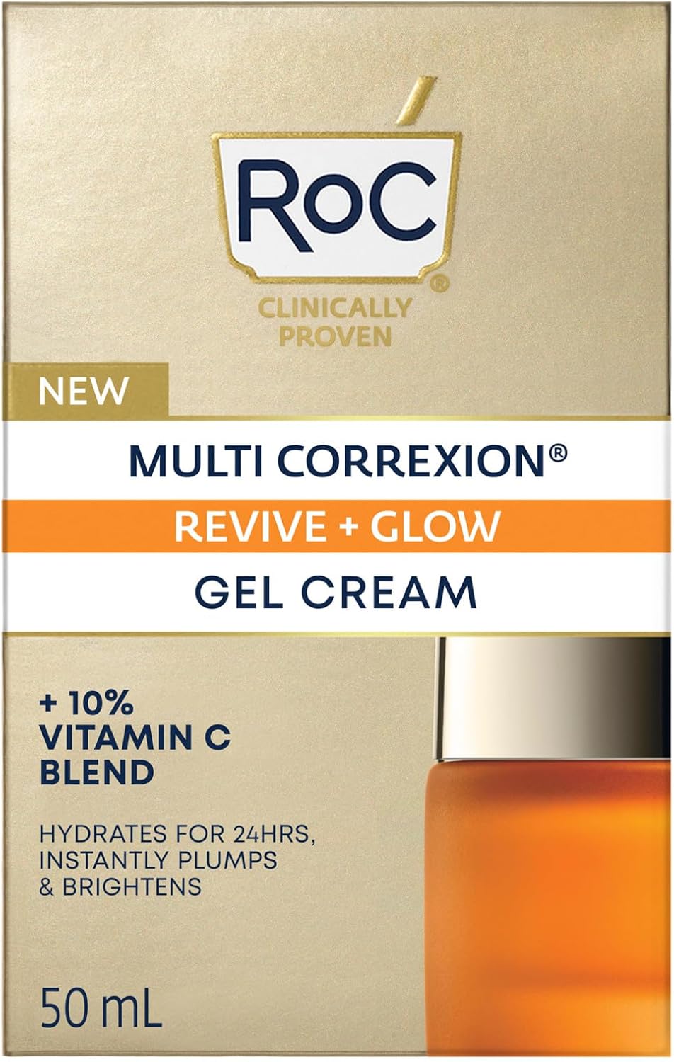 RoC Multi Correxion® Revive + Glow 10% Vitamin C Blend Face Moisturizer, Anti-Aging Gel Cream for Instant Glow, Hypo-Allegenic & Oil-Free Skin Care, 50ML RoC Multi Correxion® Revive + Glow 10% Vitamin C Blend Face Moisturizer, Anti-Aging Gel Cream for Instant Glow, Hypo-Allegenic & Oil-Free Skin Care, 50ML
