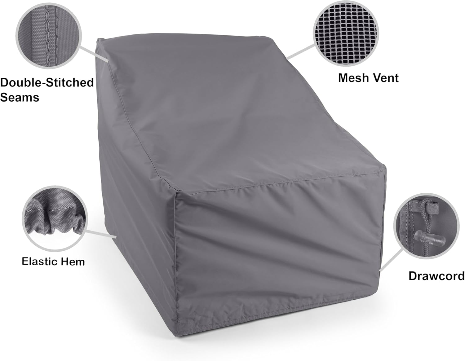 Covermates Elite Outdoor Sectional Armless Chair Cover – Water-Resistant 300D Polyester Patio & Garden Chair Protection with Drawcord Hem, Buckle Straps & Mesh Vents, 28W x 34D x 30H, Charcoal