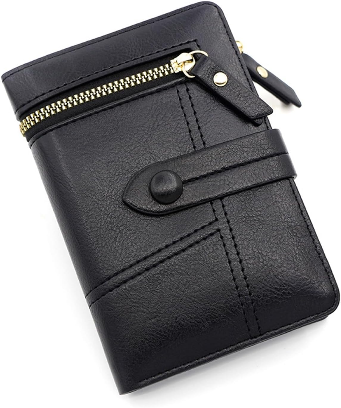 FMURY Buckle Zipper Short Women's Purse Large Capacity Multi-Card Wallet(D)
