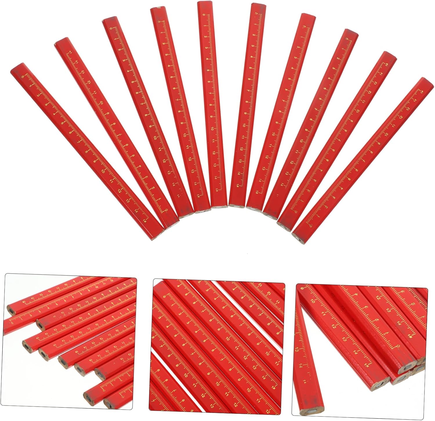 Veemoon 50PCS Heavy Duty Carpenter Pencils with Scale for Woodworking Adjustable Hexagonal Marking Tool for Construction and Engineering Drawing