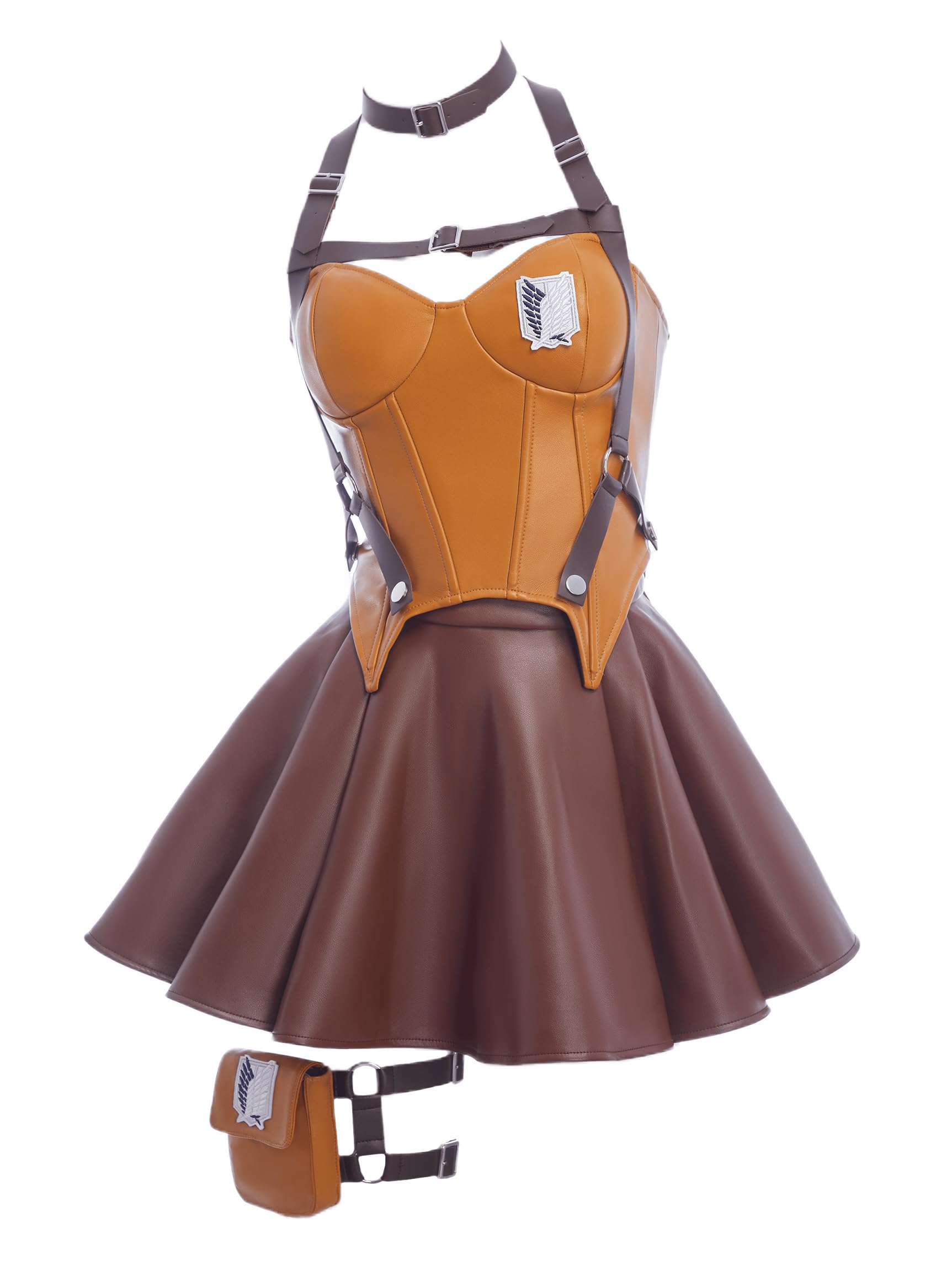 Micotaku Officially Licensed Attack on Titan Survey Corps Women's PU Corset Skirt Cosplay Set
