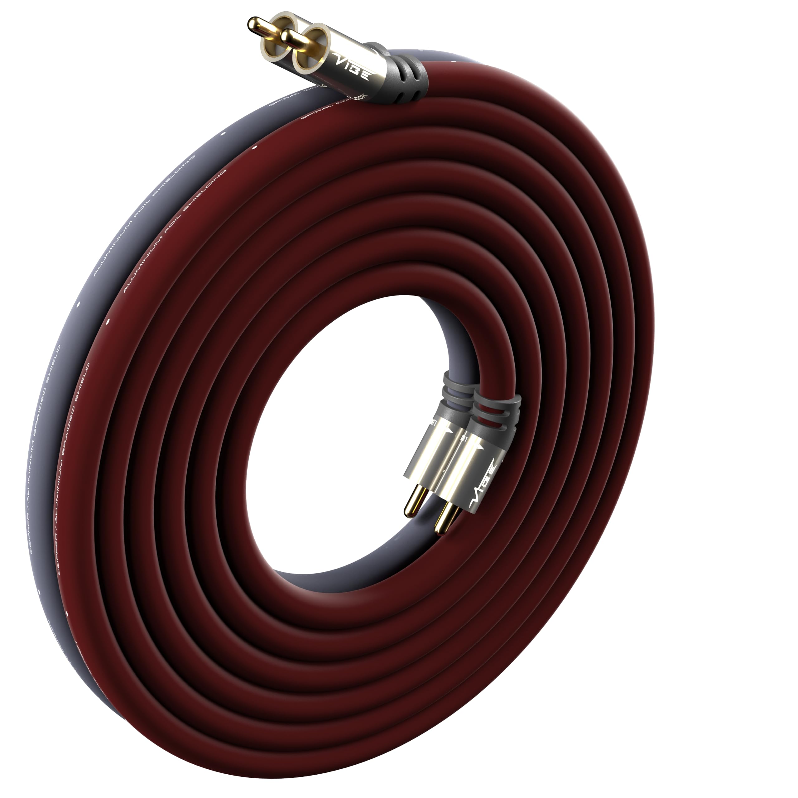 Câble RCA 5,5 m triple écran OFC, fiche coudée plaquée or, 2R-2R, collier de verrouillage à torsion