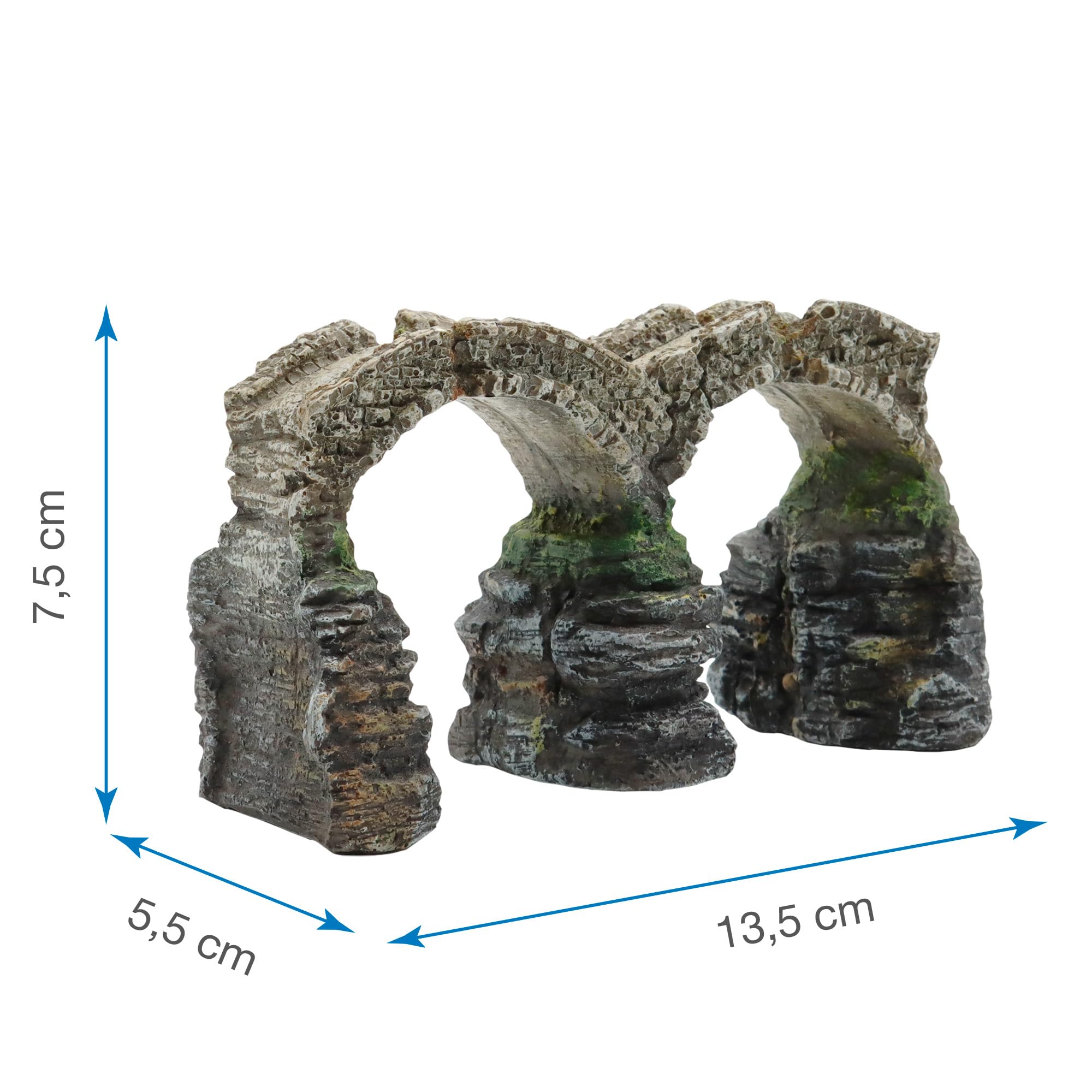 Amtra Deko Ponte Romano - Decorazione in Resina atossica per Acquari, Accessorio Ornamentale subacqueo, Decorativo rifugio nascondiglio, Dipinto a Mano, Dimensione 7,5 * 13,5 * 5,5 cm