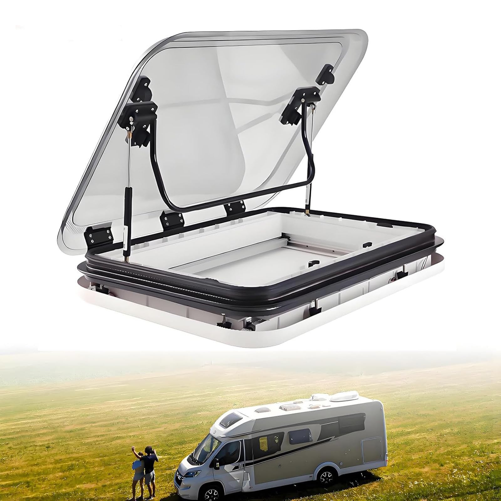 Kit oblò Camper con LED, Oscurante e zanzariera 700 * 500mm | Adatto a camper, caravan, rimorchi e van convertiti; si consiglia l’installazione professionale