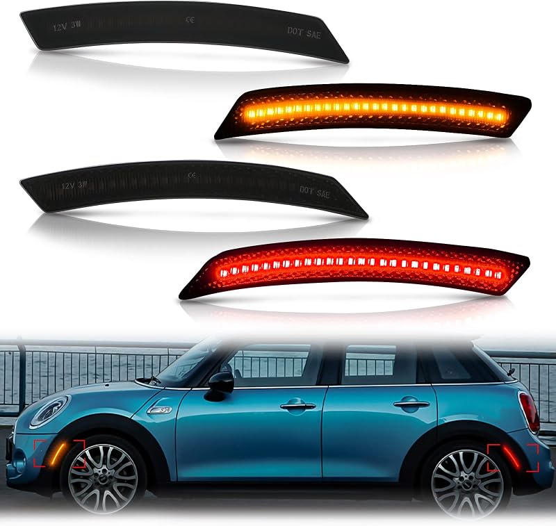 Luzes laterais de sinalização LED Bestview para MINI Cooper R55-R61 2007-2015 – Kit com 4 unidades