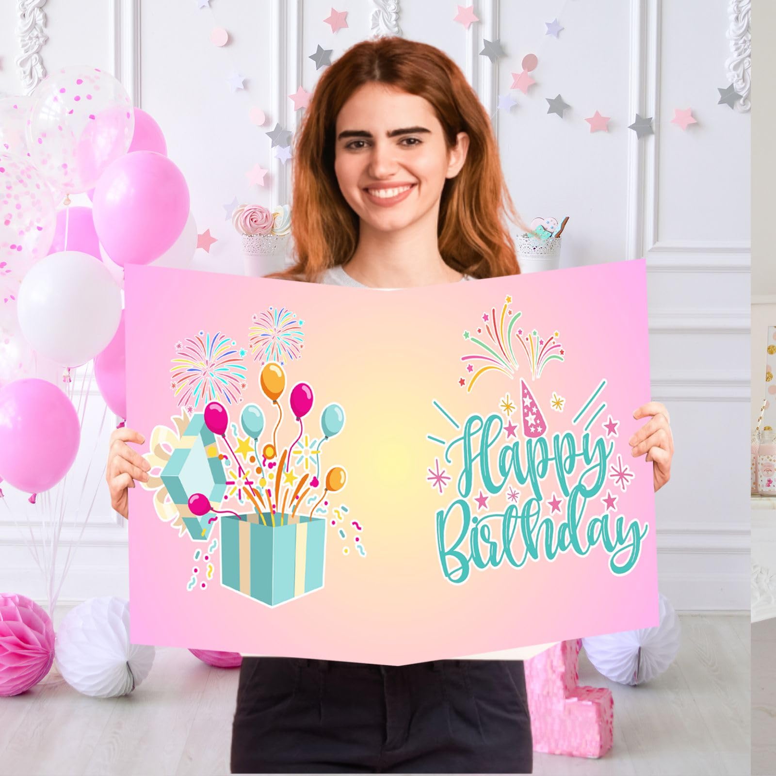 Kuxriox Jumbo Happy Birthday Card For Women Girls Kids, Large Rose Gold Birthday - View #4