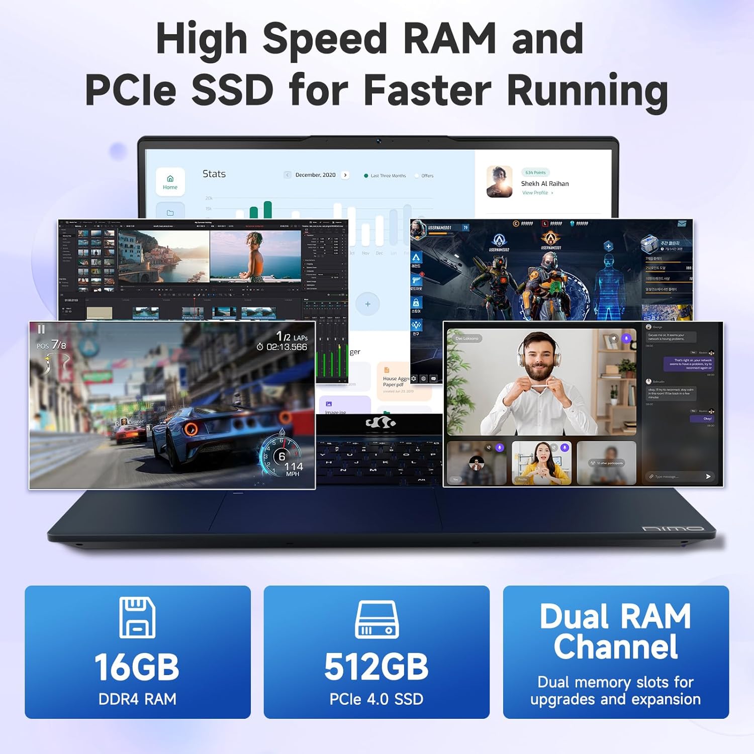 NIMO 15.6" IPS FHD-Student-Laptop, Intel 6 Core I3-1215U 16GB RAM 512GB SSD(Beats i5-1135G7, Up to 4.4GHz) Computer-Laptop with 65W Type C Backlit Keyboard Fingerprint, for Home and Business