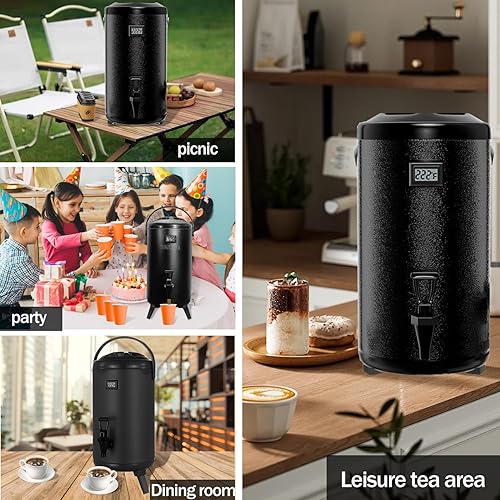 Miniatura 8 de Dispensador de bebidas aislado, dispensador de bebidas calientes de acero inoxidable 304 grueso de grado alimenticio, urna de agua caliente y fría