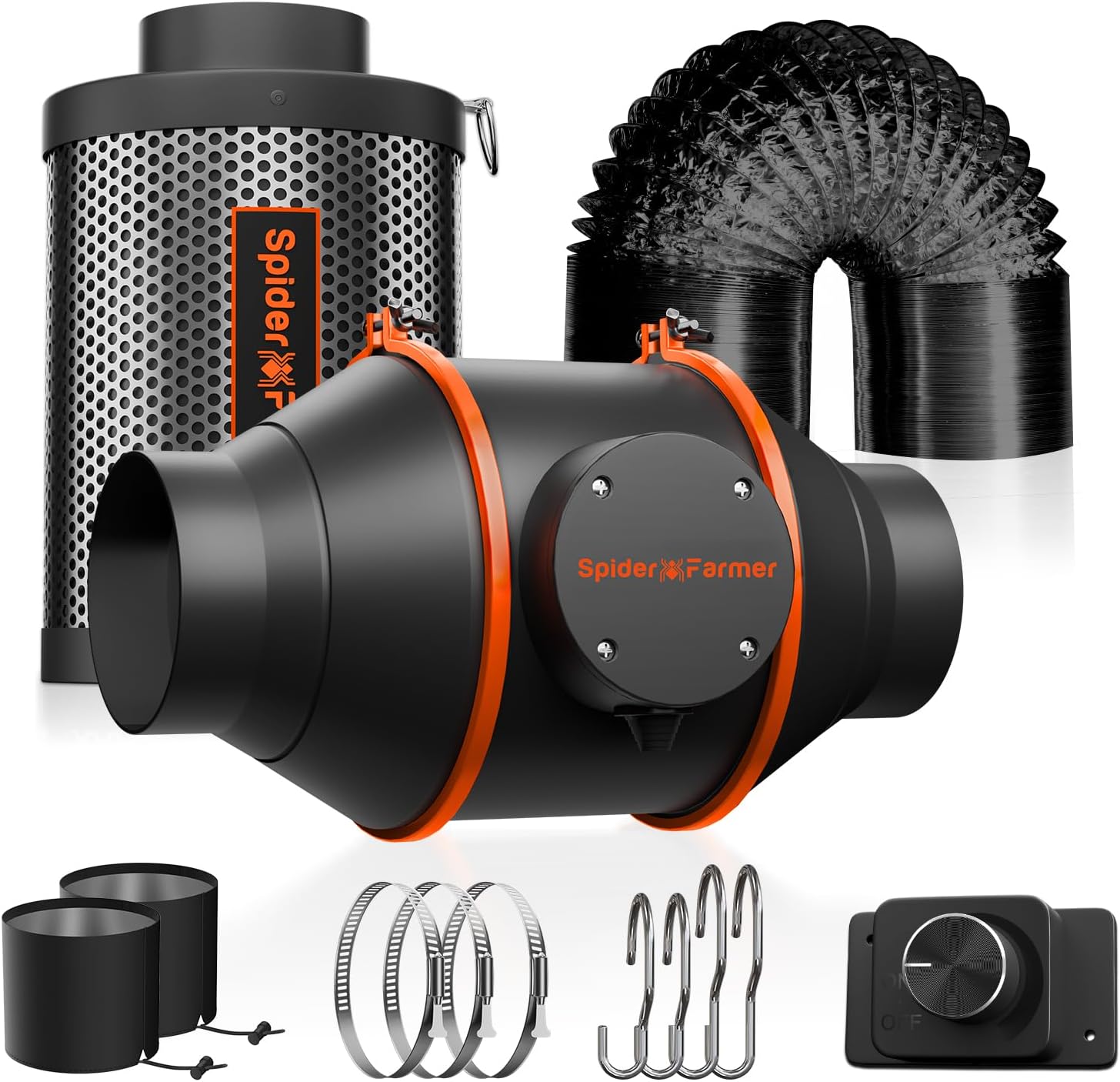 2025 Update 4 Inch Inline Fan and Carbon Filter Combo, Exhaust Fan with Speed Humidity Controller Hydroponics Grow Tent Ventilation Kit for Heating Cooling Grow Tents, Hydroponics