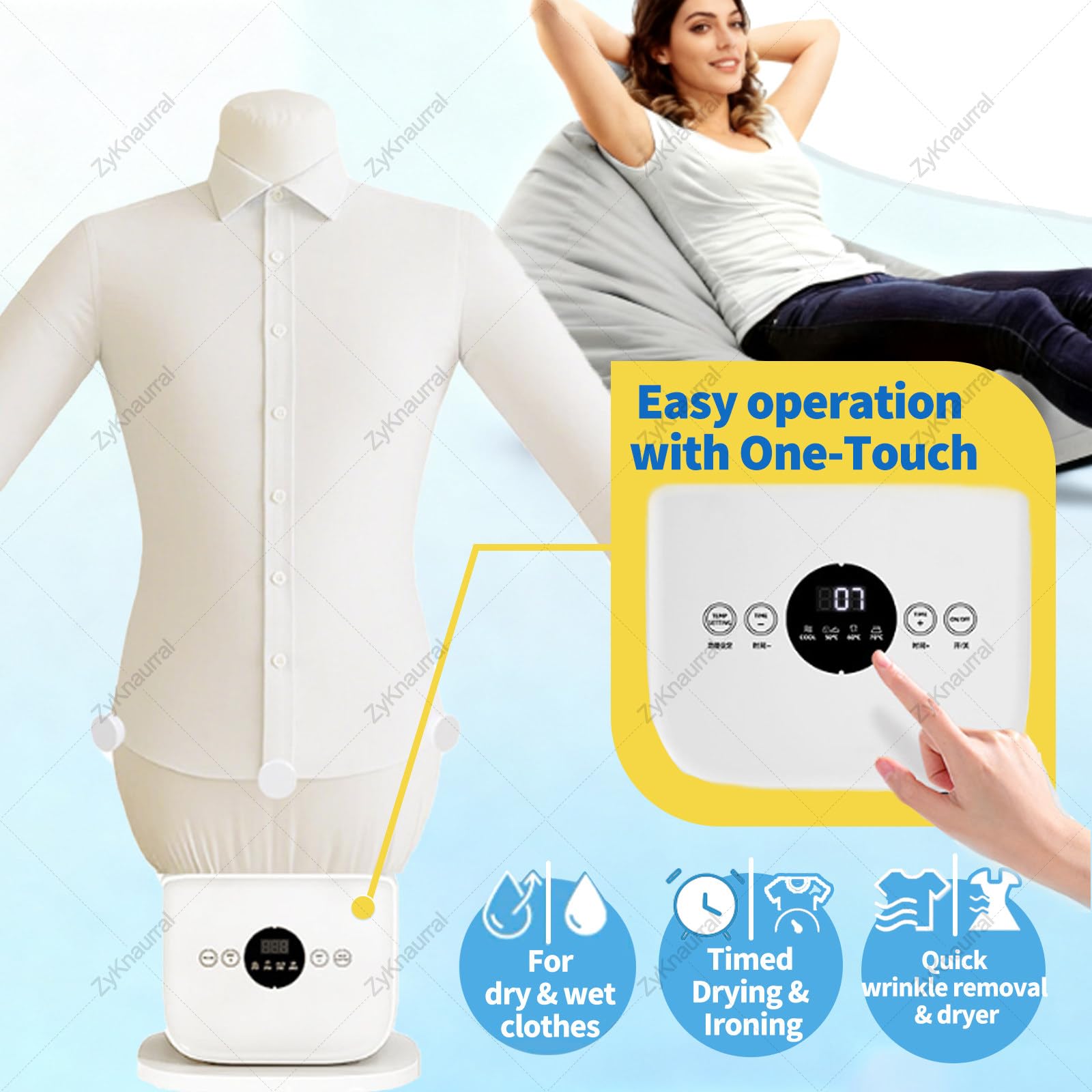 Automatischer Hemdenbügler PRO |Ersetzt Bügeleisen, Bügelbrett, Dampfglätter und Steamer | Bügelgerät mit Bügelpuppe für Hemden, Blusen & Shirts | Innovativ & effizient A
