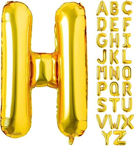Lovoir Globos dorados grandes de 40 pulgadas con la letra H de gran tamaño, globo de helio de aluminio de Mylar para fiestas de cumpleaños,