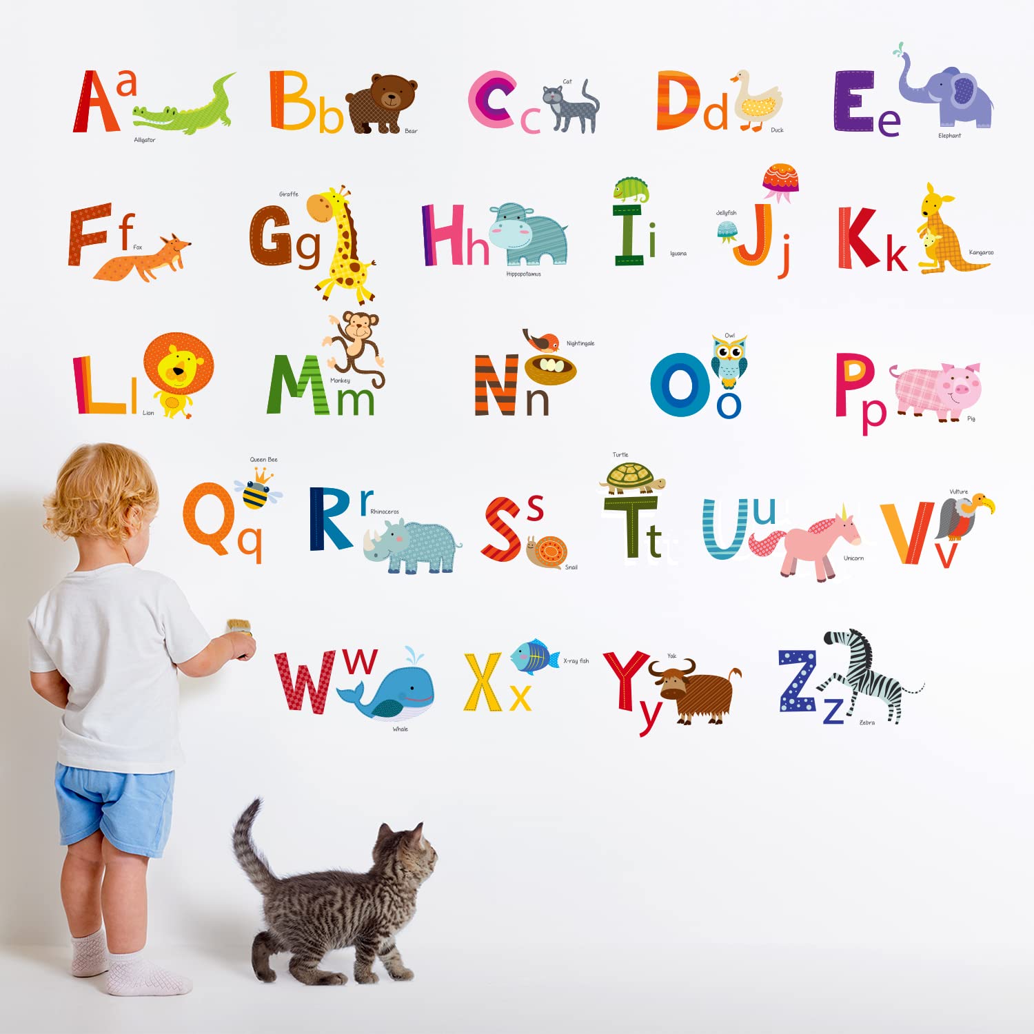 Animal Alphabet Wall Stickers – Removable ABC Kids Decals For Nursery, Bedroom, Playroom - View #14
