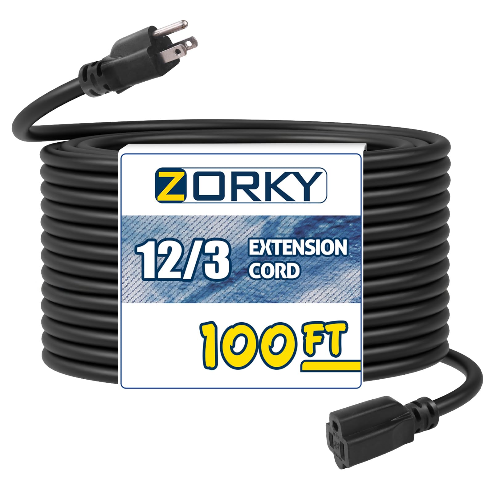 Zorky 100ft Indoor Outdoor Extension Cord