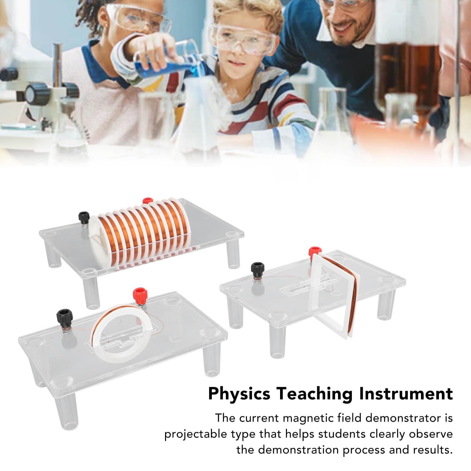 pour Les expériences scientifiques en Classe : kit d'instruments d'enseignement de la Physique de démonstration de Champ magnétique Actuel avec Coque en PVC Transparent projetable