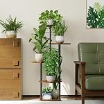 Bamworld 5 Tier 5 Potted Plant Stand Indoor, Tall Metal Plant Shelf for Multiple Plants, Corner Black Flower Pots Shelf for Patio Garden Balcony Living Room Bedroom
