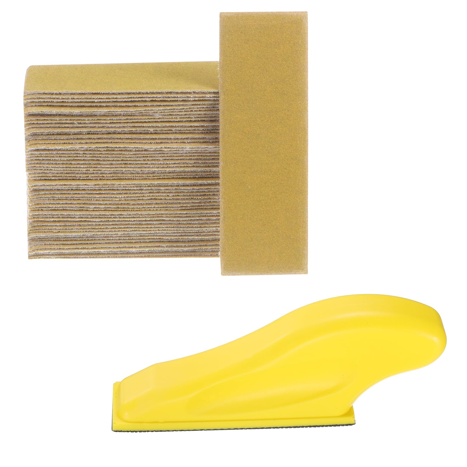 sourcing map 70 Pcs Detail Sander Paper 220 Grit 3.5" x 1.2" Micro Hand Sanding Papers Sheets Wet Dry Sandpapers with Sanding Block Tool for Wood Furniture Crafts Woodworking