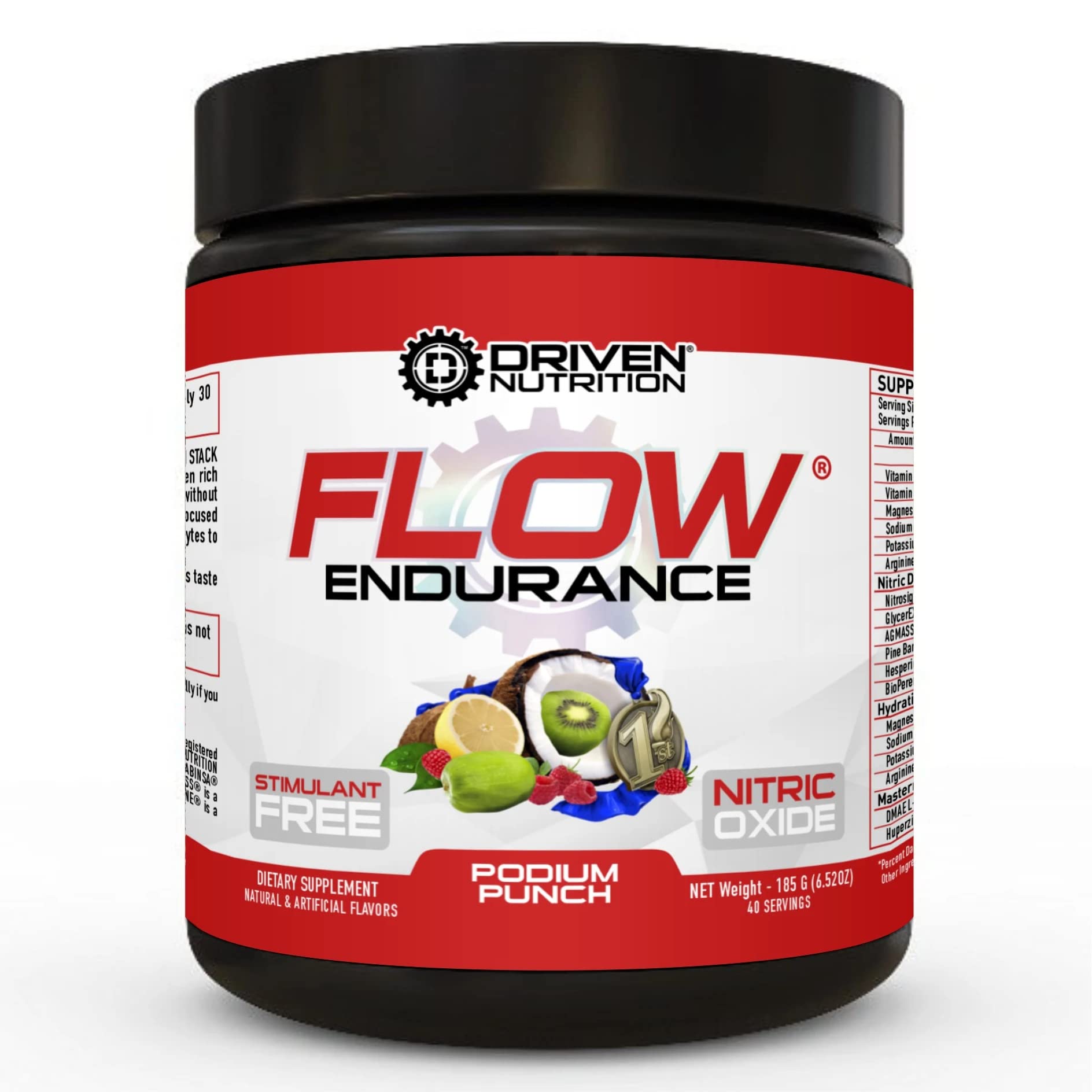 Driven NutritionFlow - Cognitive Enhancing Nitric Oxide Nootropic - Endurance & Energy - Increase Focus, Athletic Performance, Muscle Mass - Vitamin B12 & Electrolytes - Podium Punch, 60 Servings