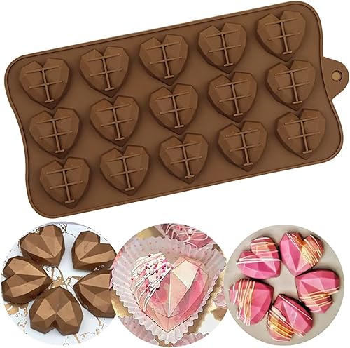 Miniatura 2 de auwiyd Molde de silicona con forma de corazón de diamante, 4 unidades, para cumpleaños, día de San Valentín, regalos para mujeres, hombres, amantes,