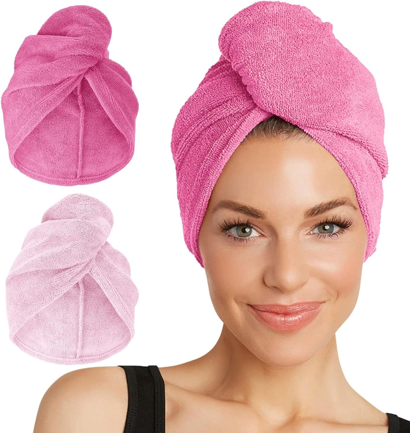 Turbie Twist Microfiber Hair Towel (2 Pack) Light Pink - Dark Pink