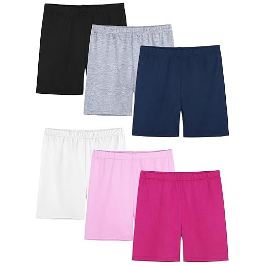6 Pack Girls Bike Shorts Cartwheel Toddler Biker Under Dress Dance Multi-Color Kids Shorts Girls Clothes